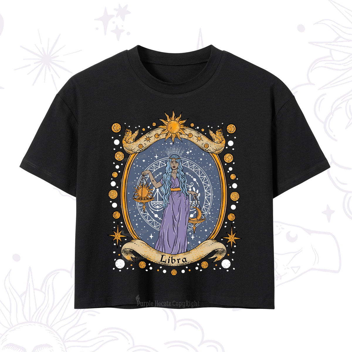 Purplehecate Celestial Libra Zodiac Crop T-Shirt