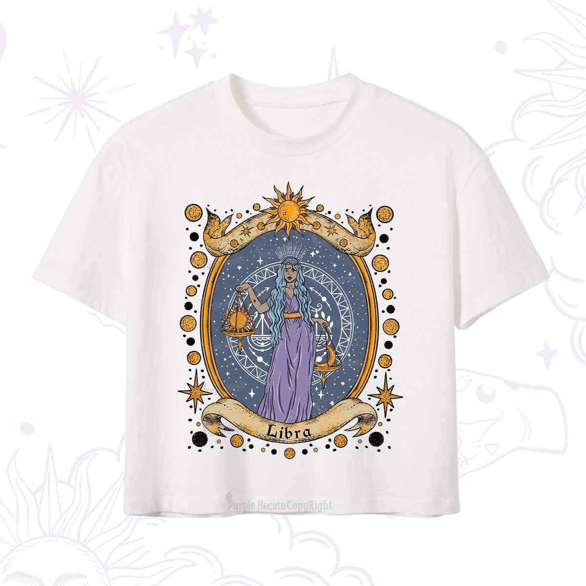 Purplehecate Celestial Libra Zodiac Crop T-Shirt