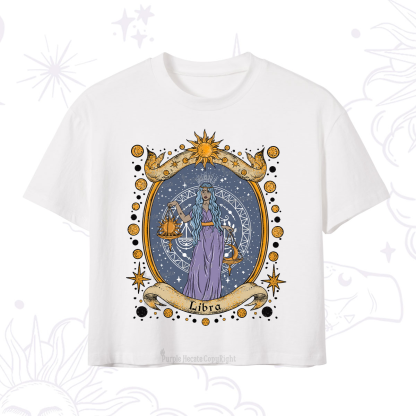 Purplehecate Celestial Libra Zodiac Crop T-Shirt