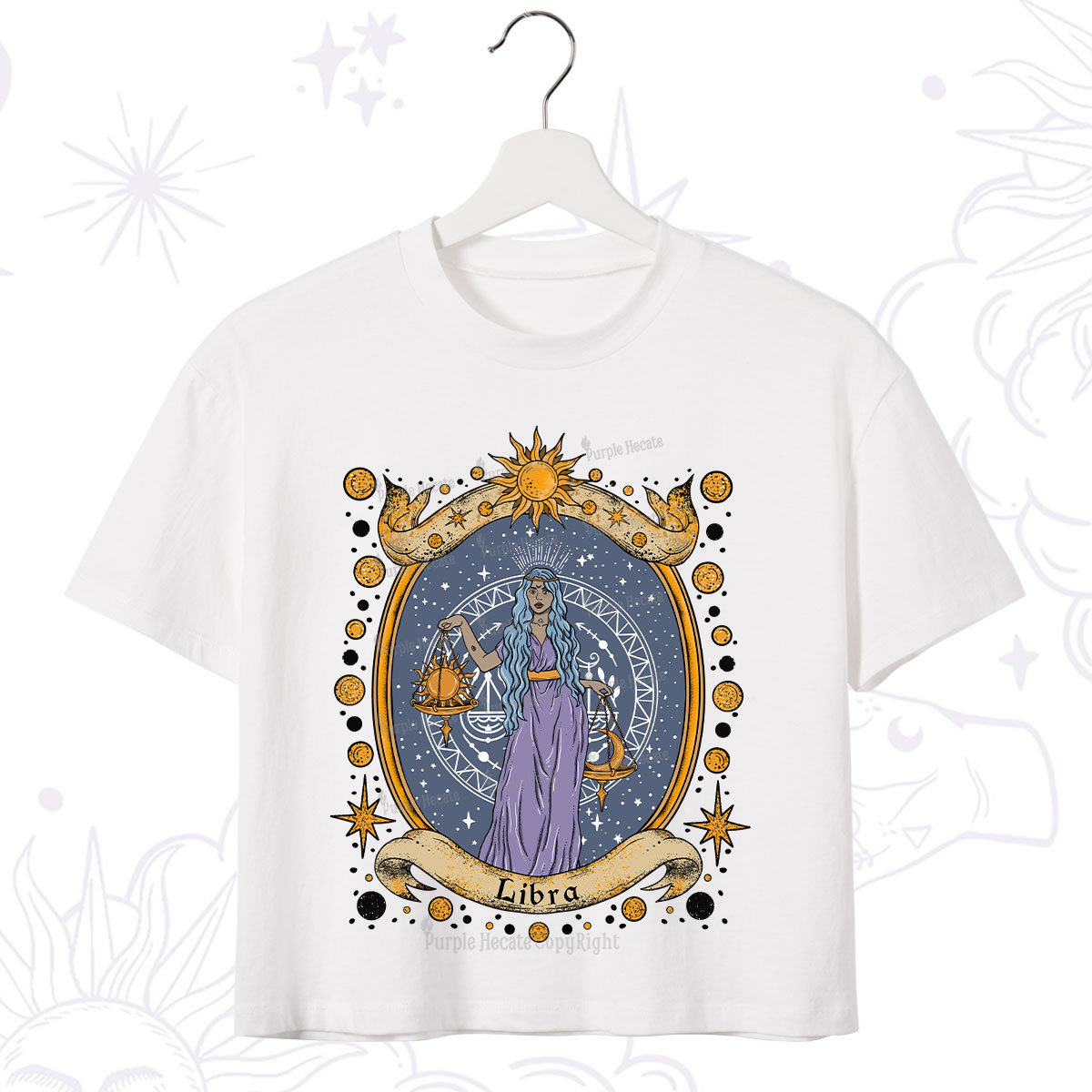 Purplehecate Celestial Libra Zodiac Crop T-Shirt