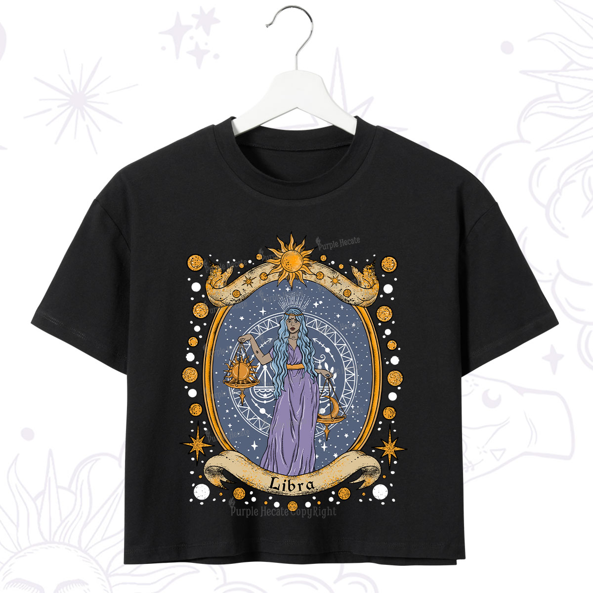 Purplehecate Celestial Libra Zodiac Crop T-Shirt