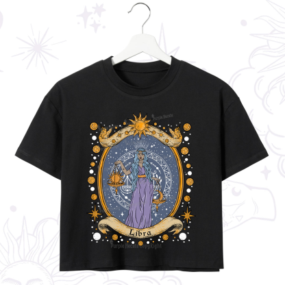 Purplehecate Celestial Libra Zodiac Crop T-Shirt