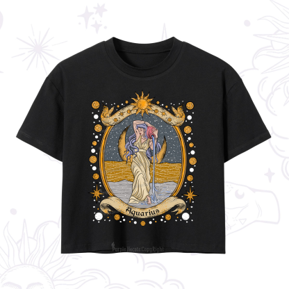 Purplehecate Celestial Aquarius Zodiac Crop T-Shirt