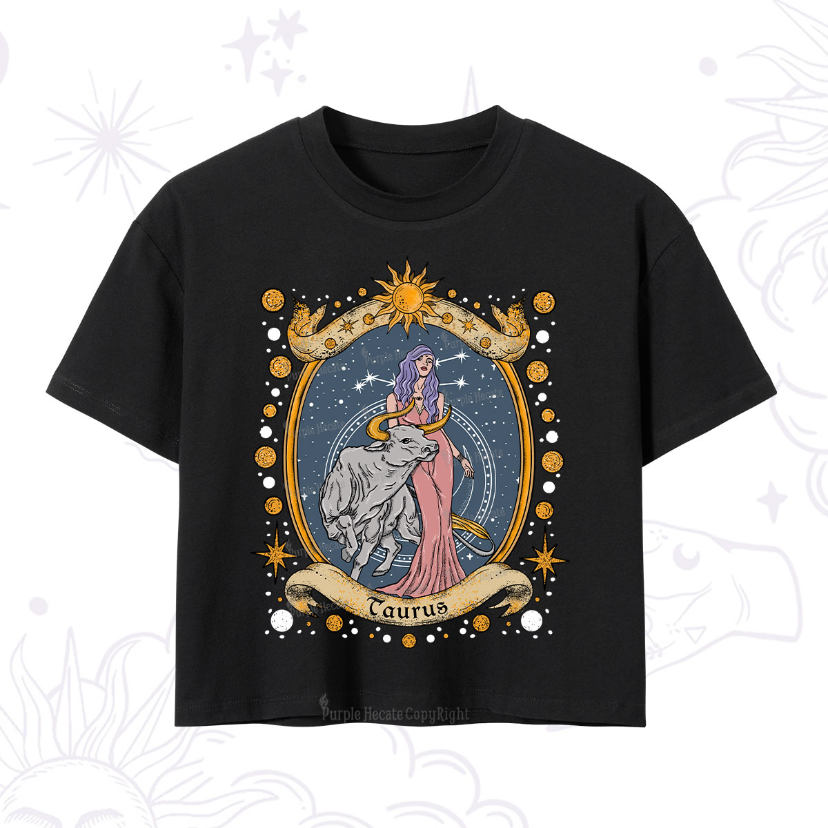 Purplehecate Celestial Taurus Zodiac Crop T-Shirt