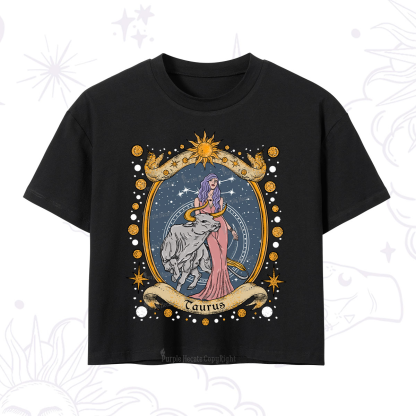 Purplehecate Celestial Taurus Zodiac Crop T-Shirt