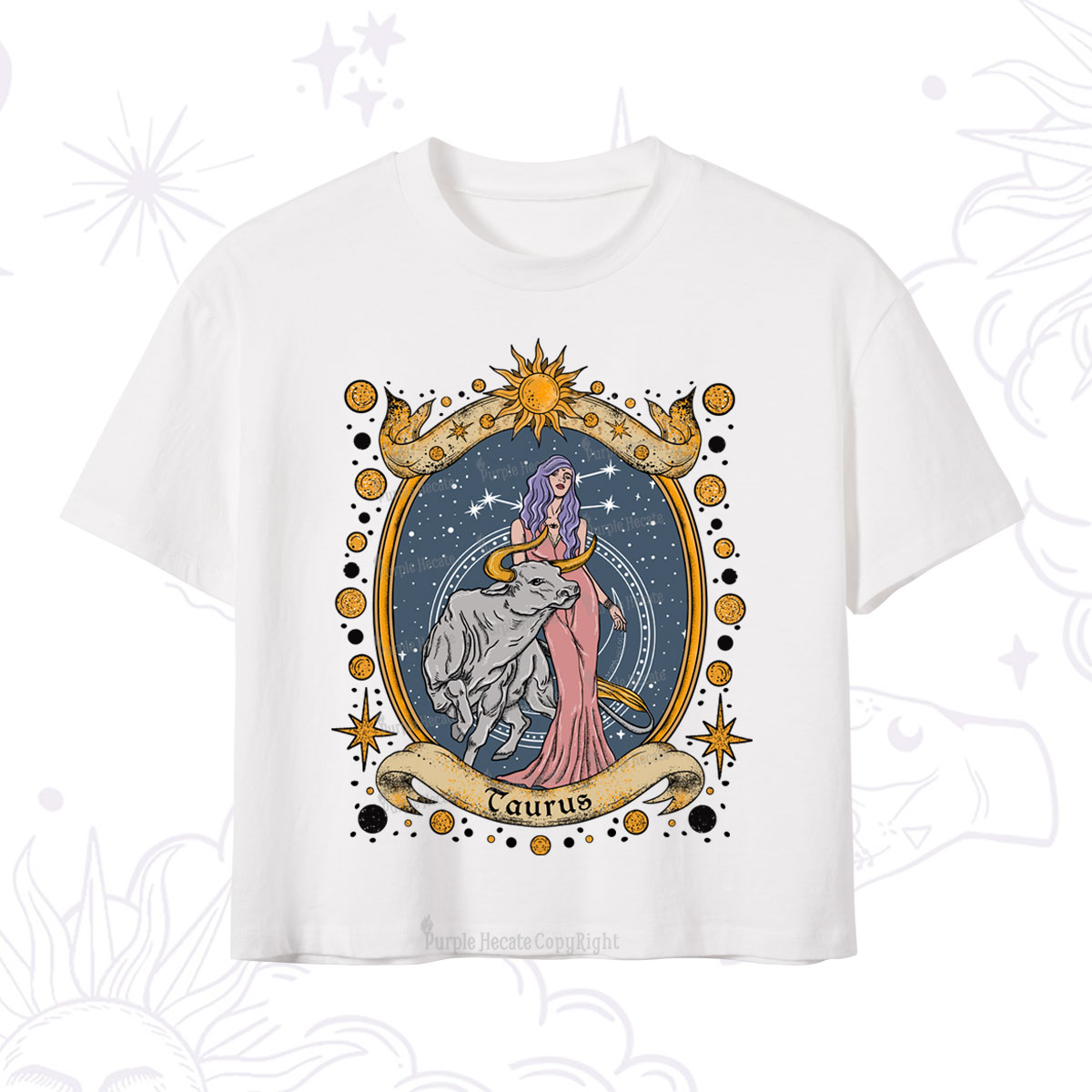 Purplehecate Celestial Taurus Zodiac Crop T-Shirt