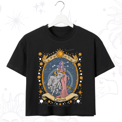 Purplehecate Celestial Taurus Zodiac Crop T-Shirt