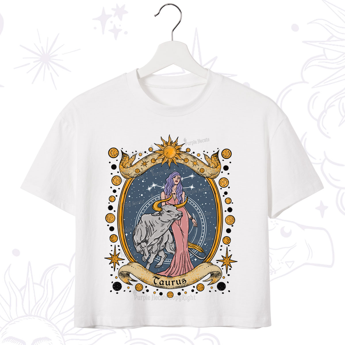 Purplehecate Celestial Taurus Zodiac Crop T-Shirt