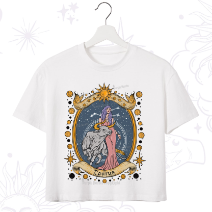 Purplehecate Celestial Taurus Zodiac Crop T-Shirt