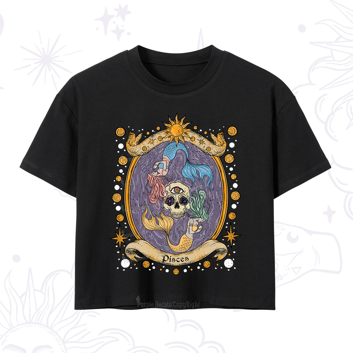 Purplehecate Celestial Pisces Zodiac Crop T-Shirt