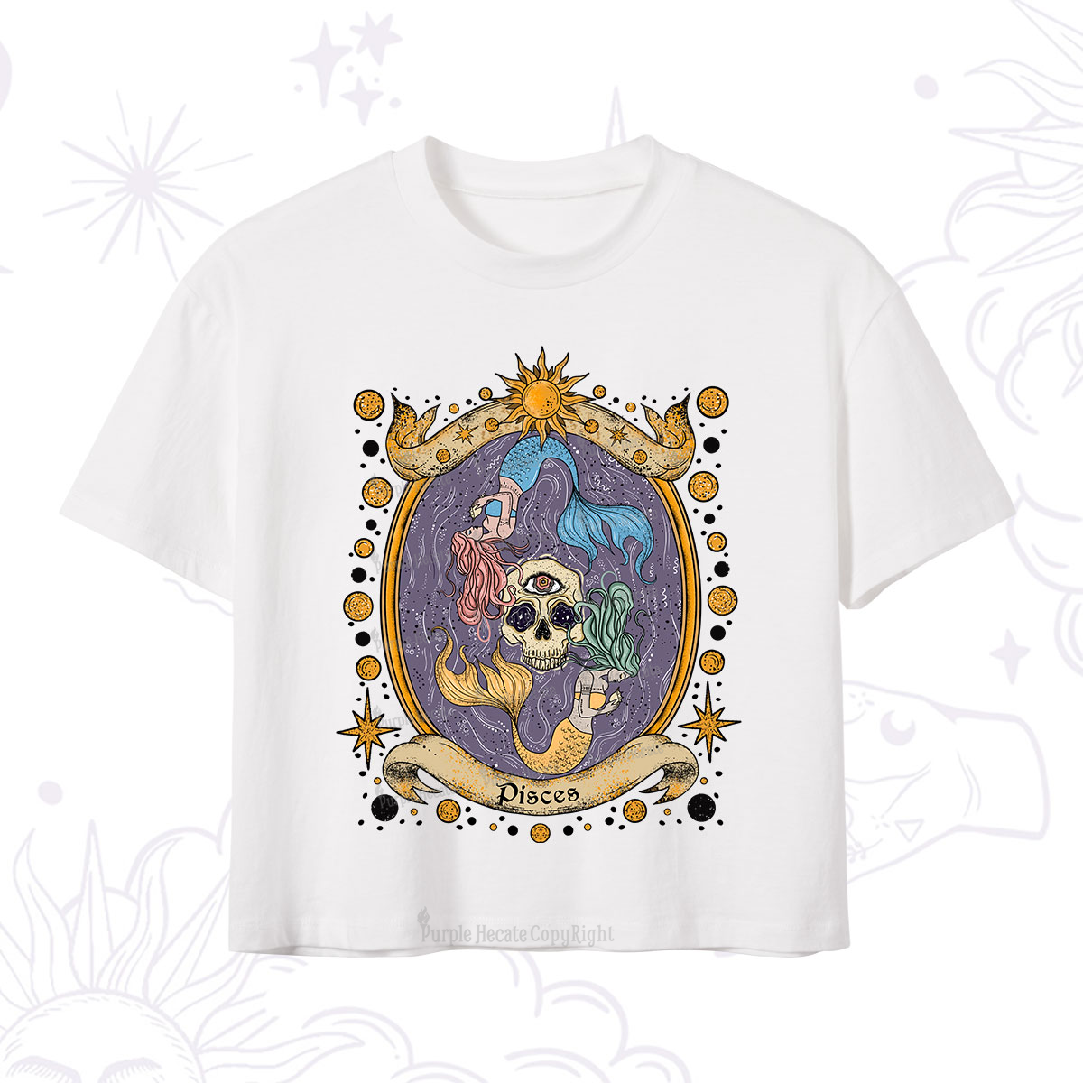 Purplehecate Celestial Pisces Zodiac Crop T-Shirt