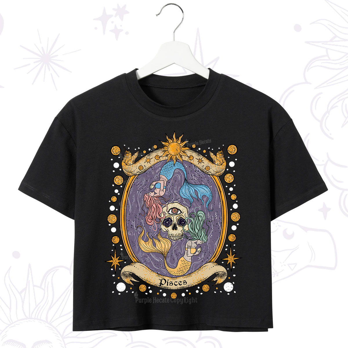 Purplehecate Celestial Pisces Zodiac Crop T-Shirt