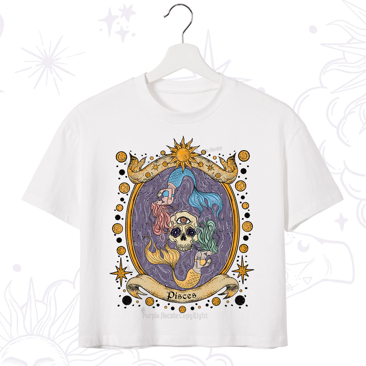 Purplehecate Celestial Pisces Zodiac Crop T-Shirt