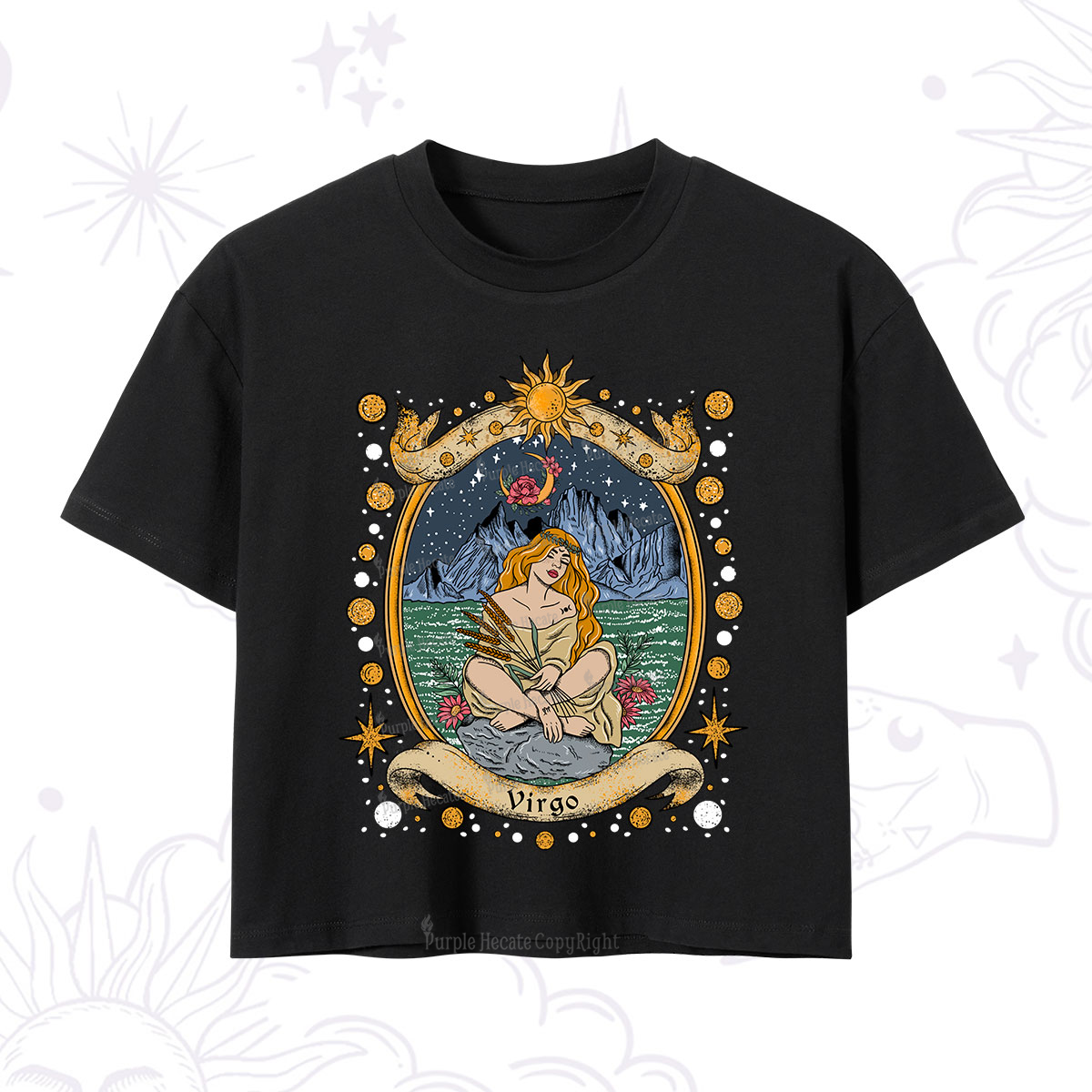 Purplehecate Celestial Virgo Zodiac Crop T-Shirt