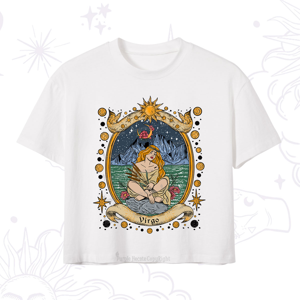 Purplehecate Celestial Virgo Zodiac Crop T-Shirt