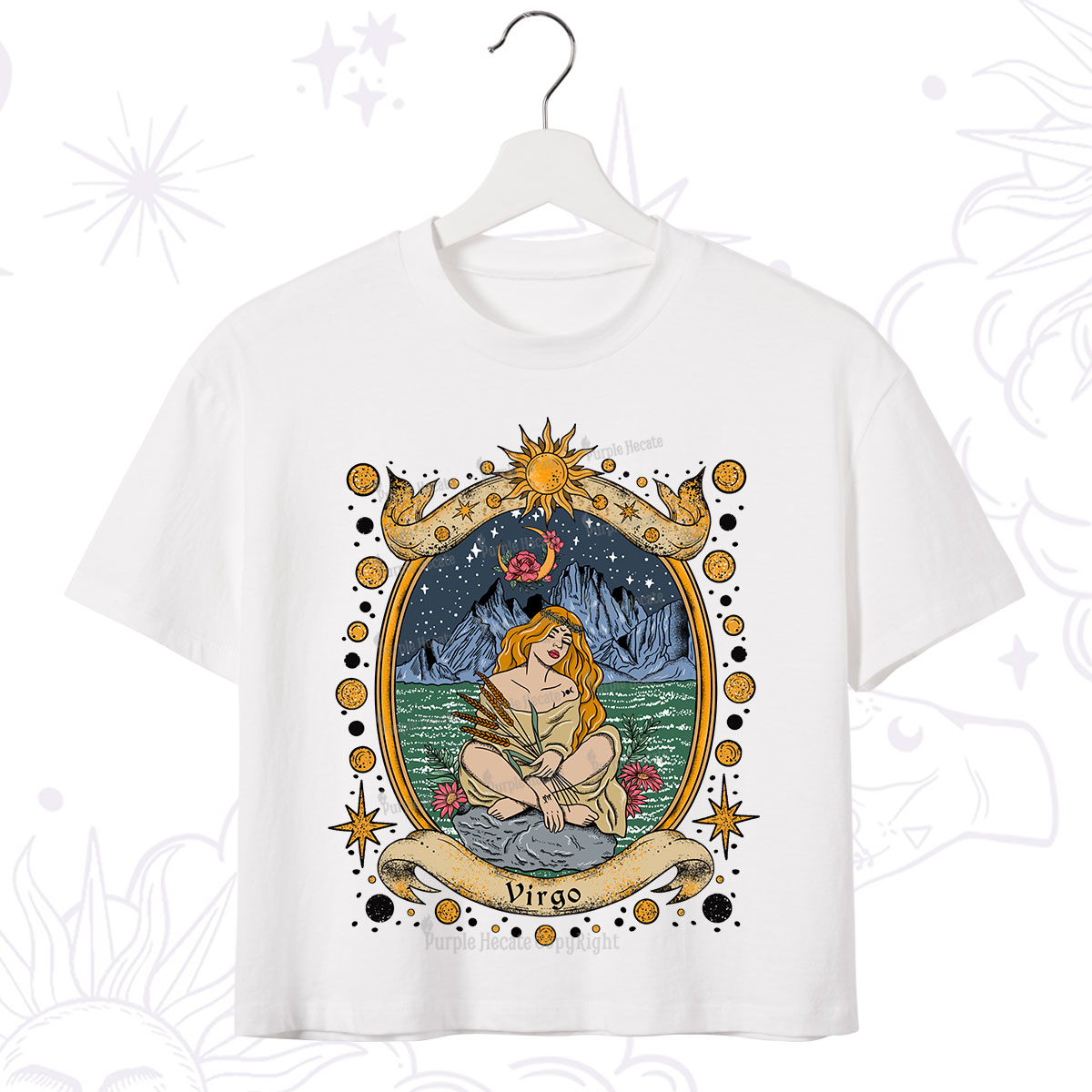Purplehecate Celestial Virgo Zodiac Crop T-Shirt