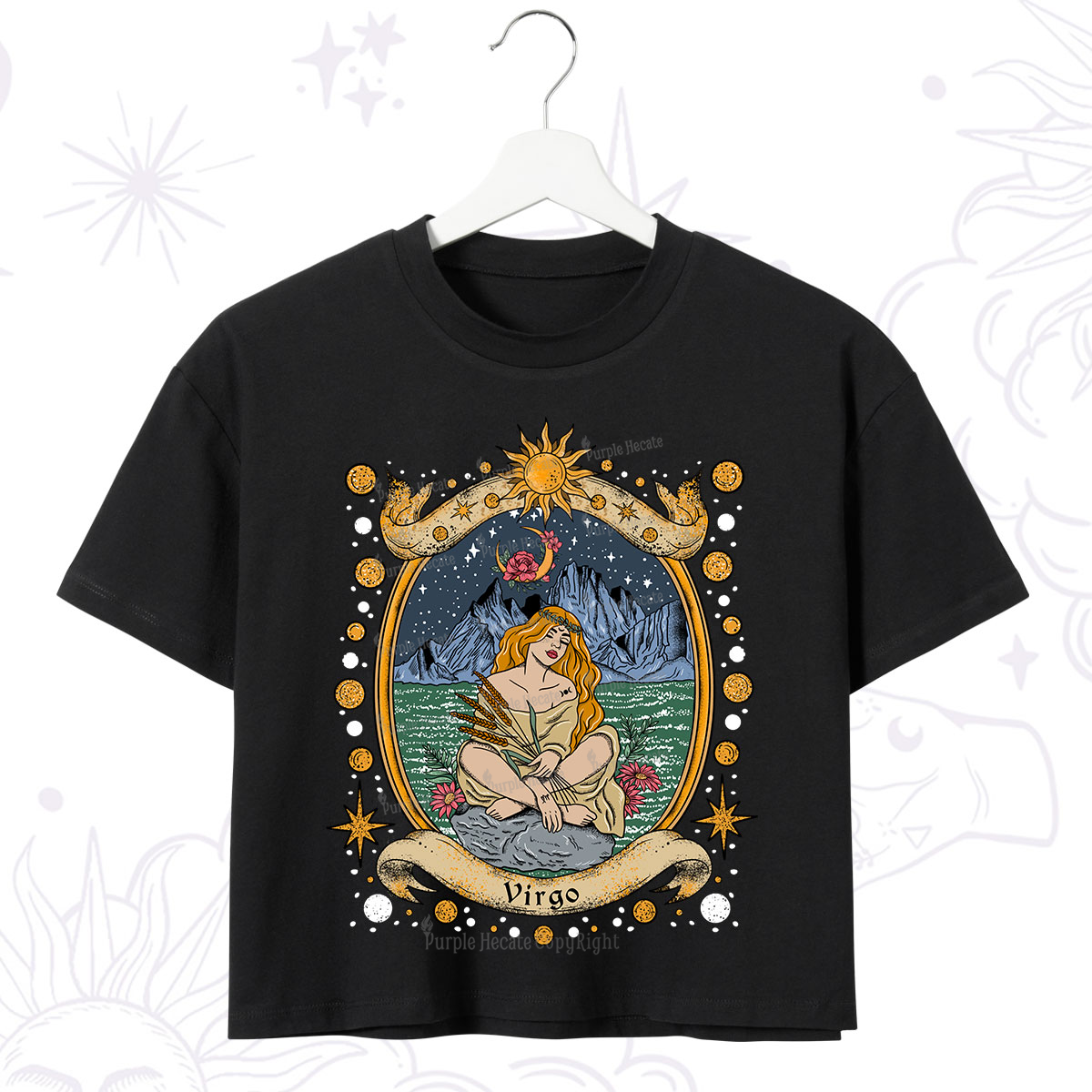 Purplehecate Celestial Virgo Zodiac Crop T-Shirt