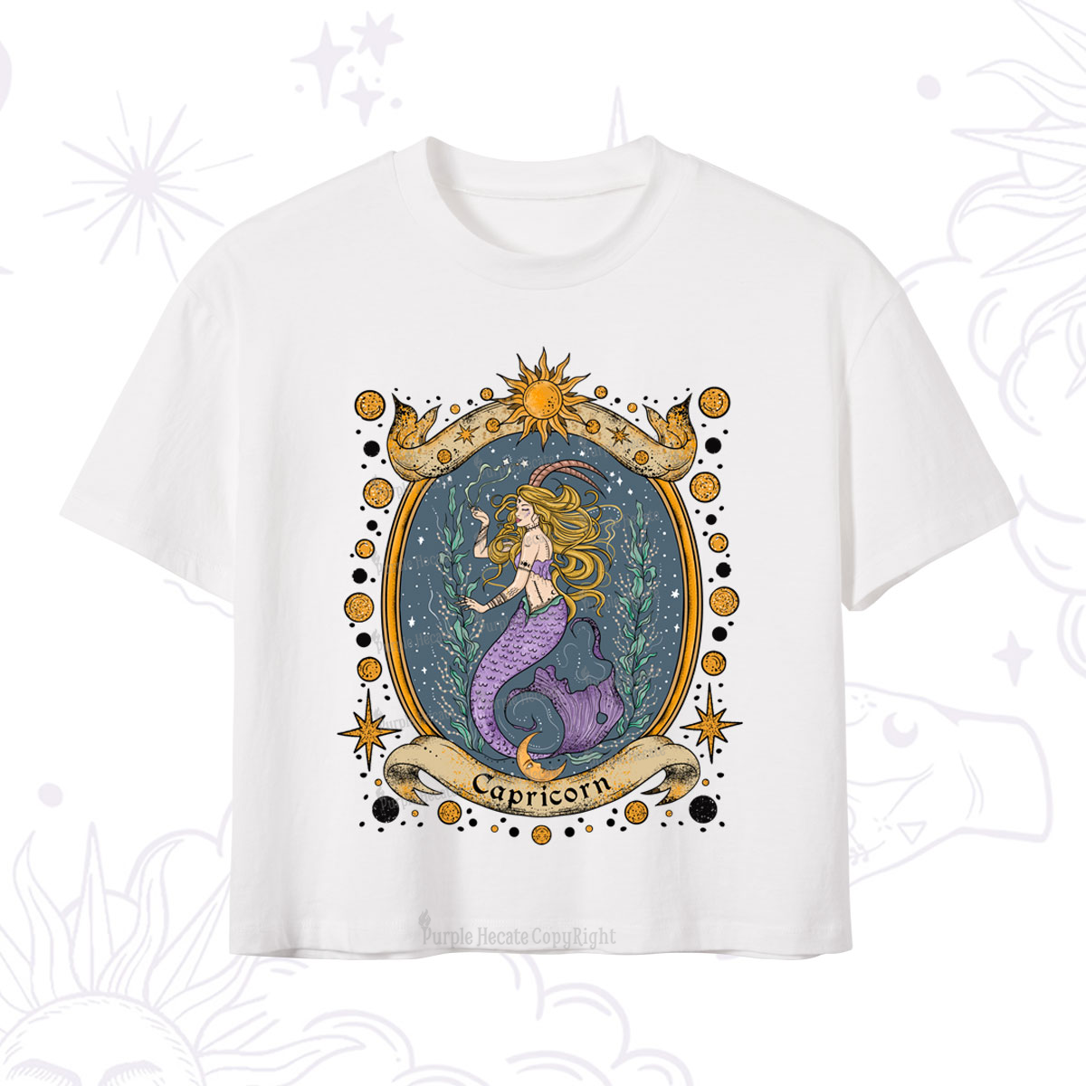 Purplehecate Celestial Capricorn Zodiac Crop T-Shirt