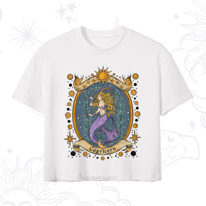 Purplehecate Celestial Capricorn Zodiac Crop T-Shirt