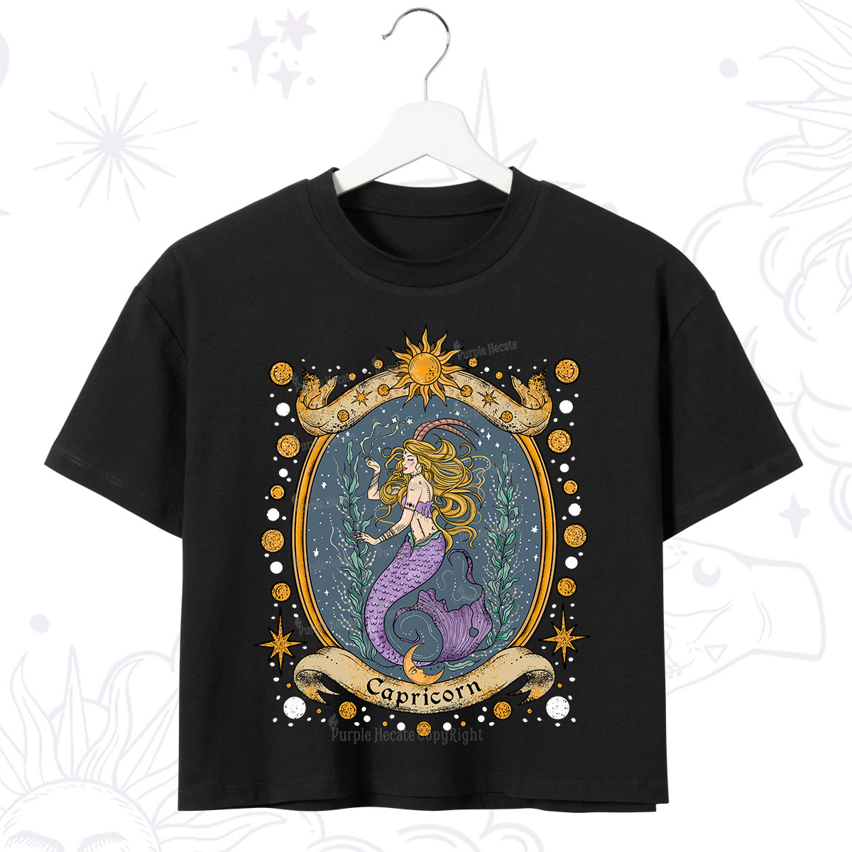 Purplehecate Celestial Capricorn Zodiac Crop T-Shirt