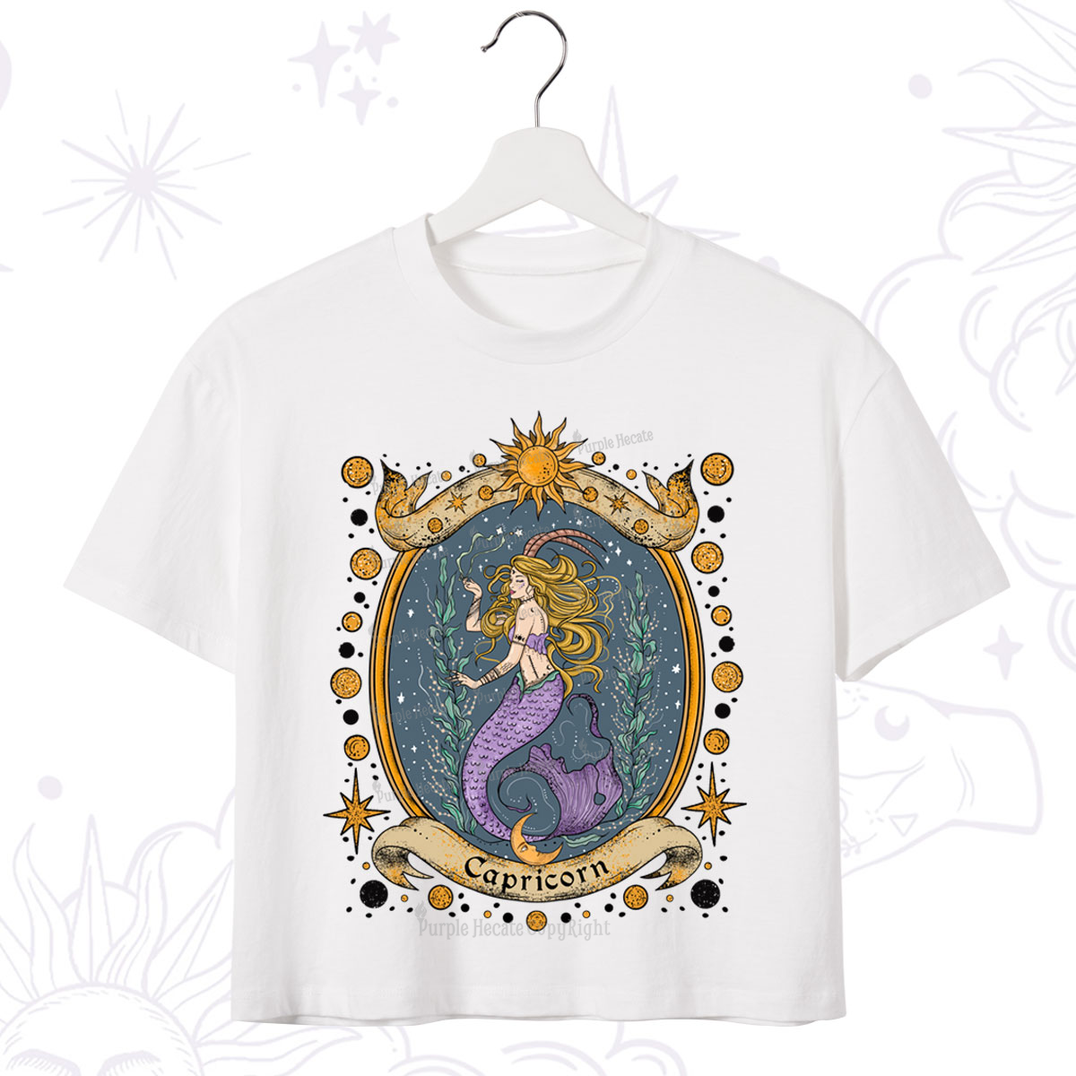 Purplehecate Celestial Capricorn Zodiac Crop T-Shirt