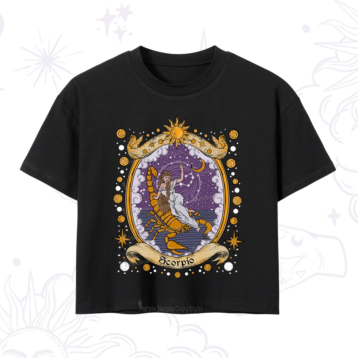 Purplehecate Celestial Scorpio Zodiac Crop T-Shirt