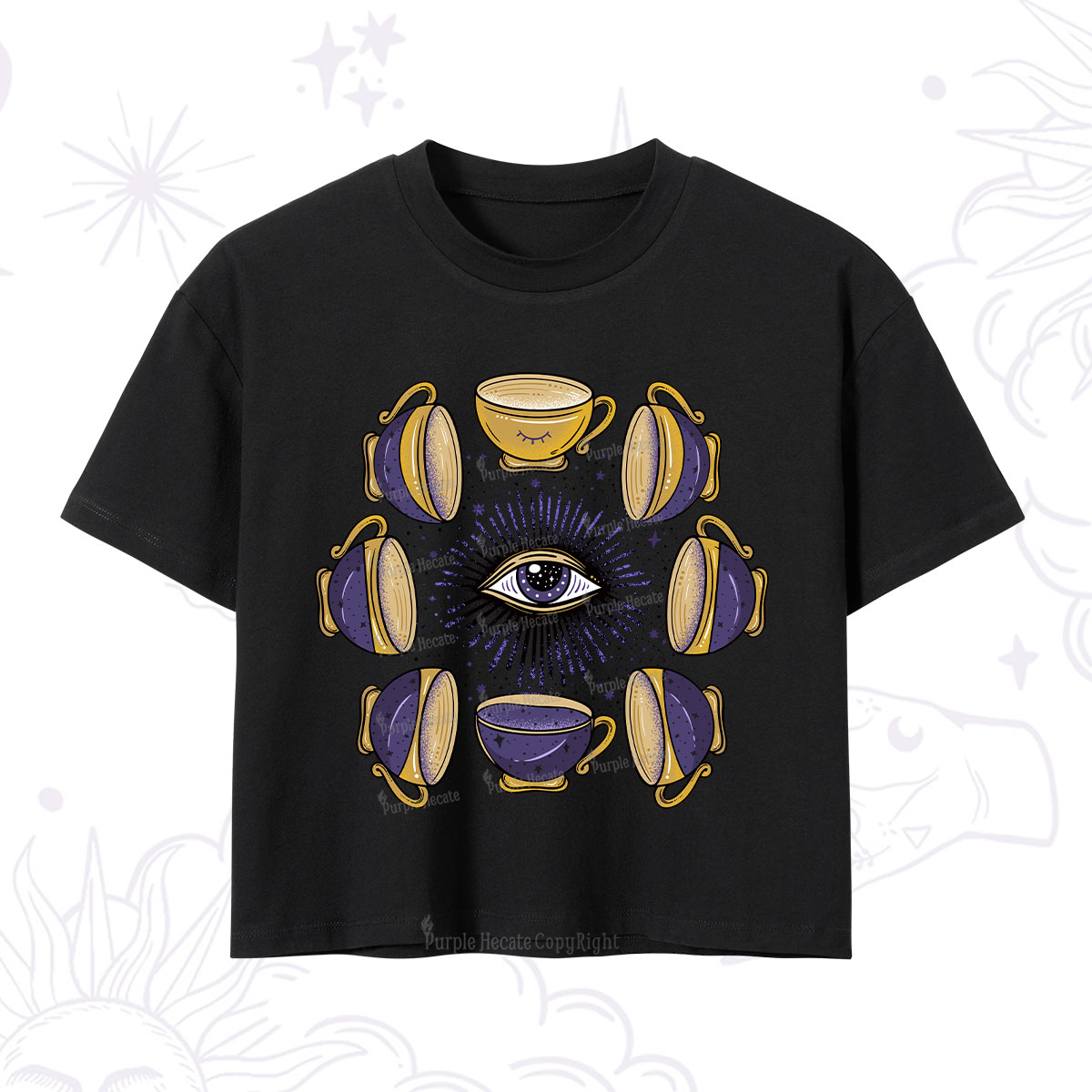 Purplehecate Moon Phase Coffee Lover Crop T-Shirt
