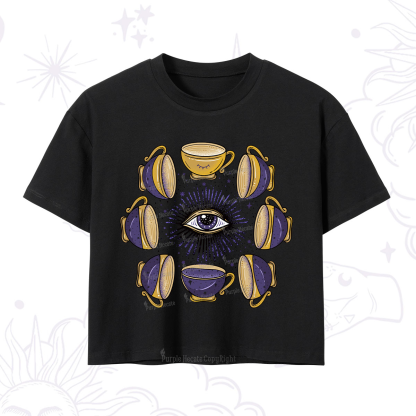 Purplehecate Moon Phase Coffee Lover Crop T-Shirt