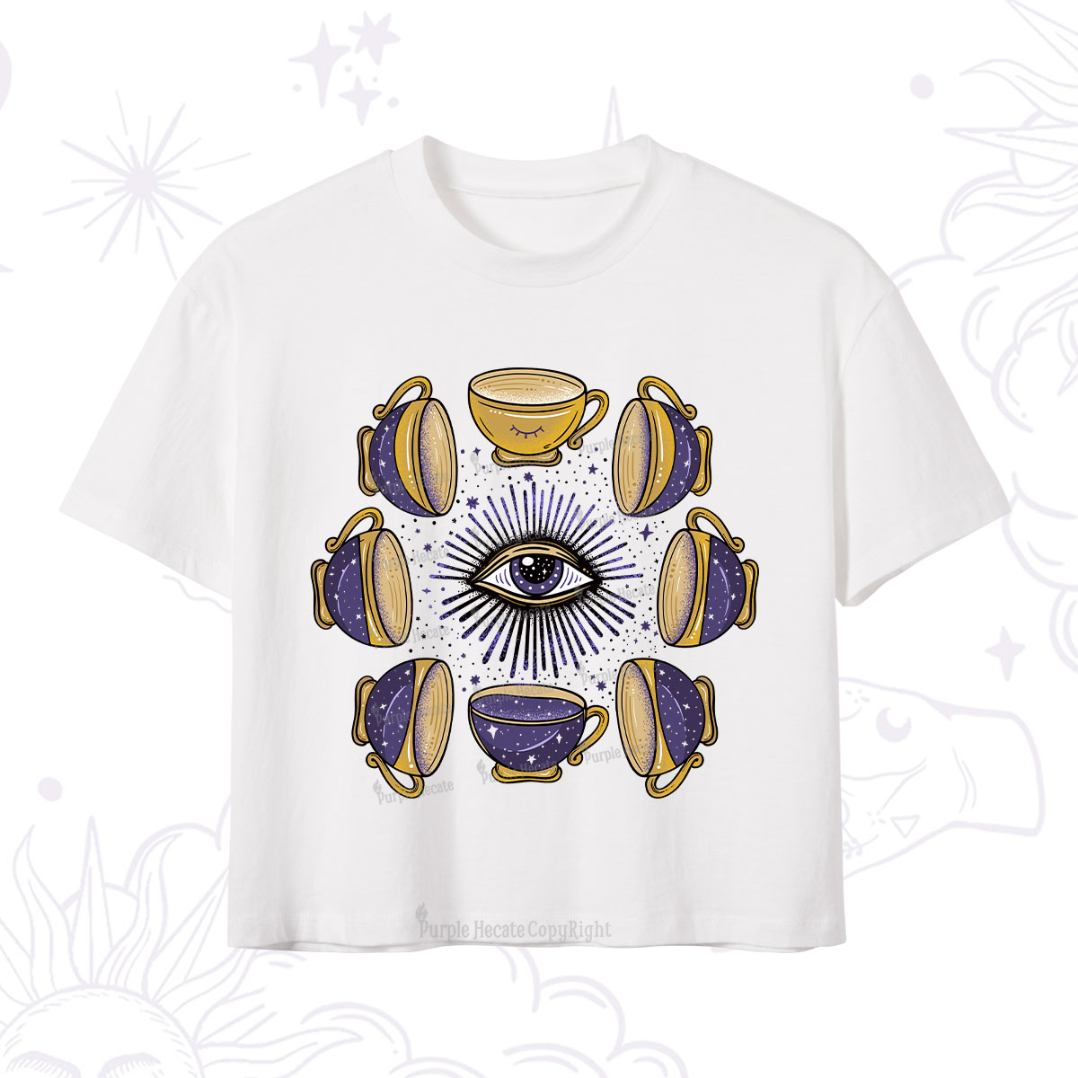 Purplehecate Moon Phase Coffee Lover Crop T-Shirt