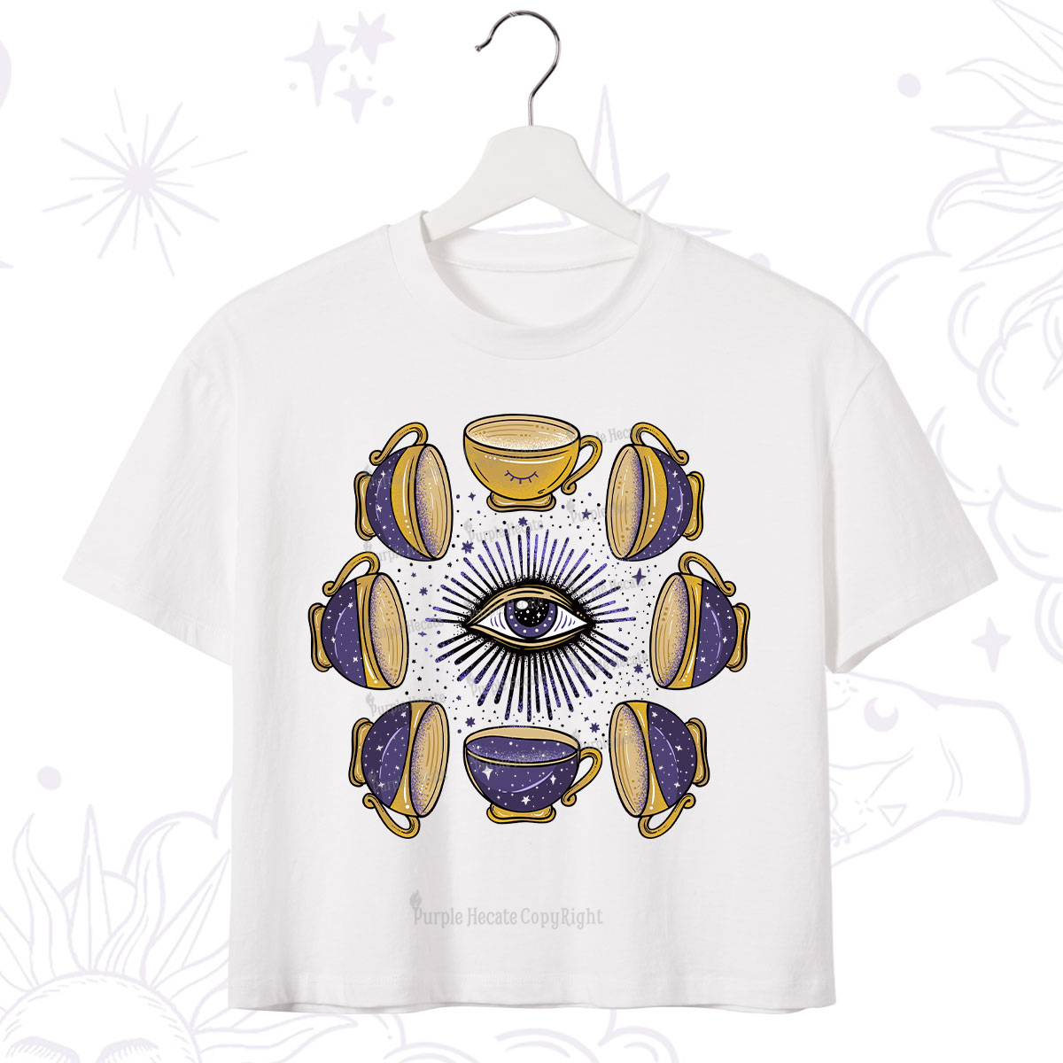 Purplehecate Moon Phase Coffee Lover Crop T-Shirt
