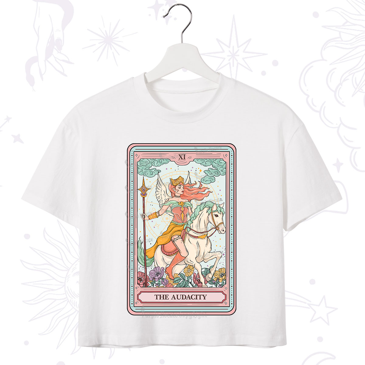 Purplehecate The Audacity Winged Goddess Tarot Card Crop T-Shirt