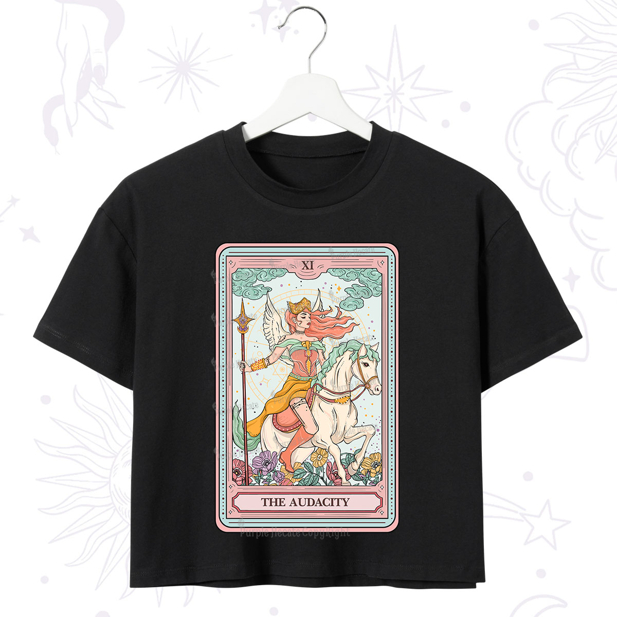Purplehecate The Audacity Winged Goddess Tarot Card Crop T-Shirt