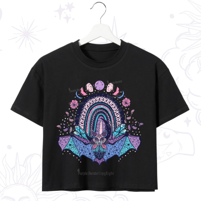 Purplehecate Moon Phase Bat Crop T-Shirt