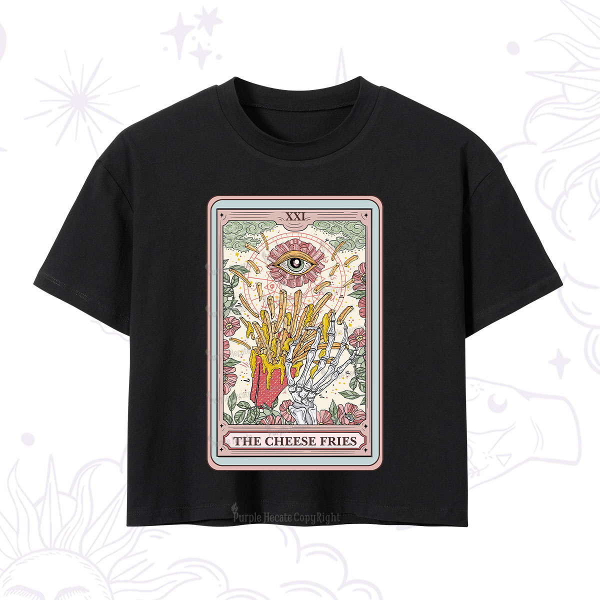 Purplehecate The Cheese Fries Tarot Crop T-Shirt