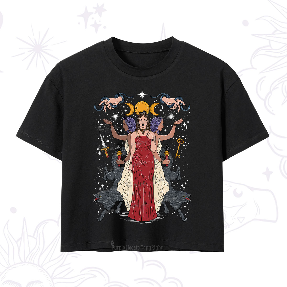 Purplehecate The Triple Goddess Hecate Crop T-Shirt