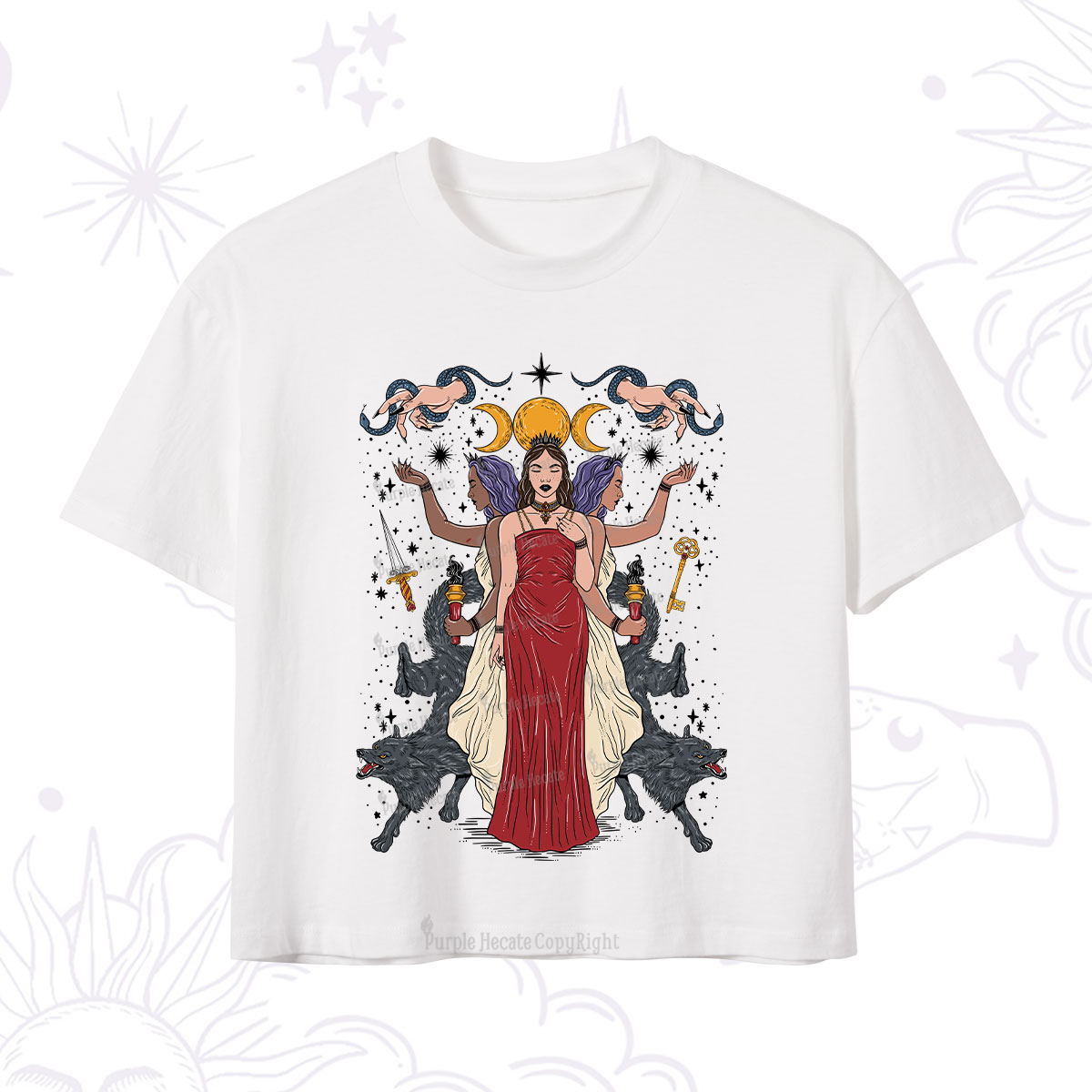 Purplehecate The Triple Goddess Hecate Crop T-Shirt