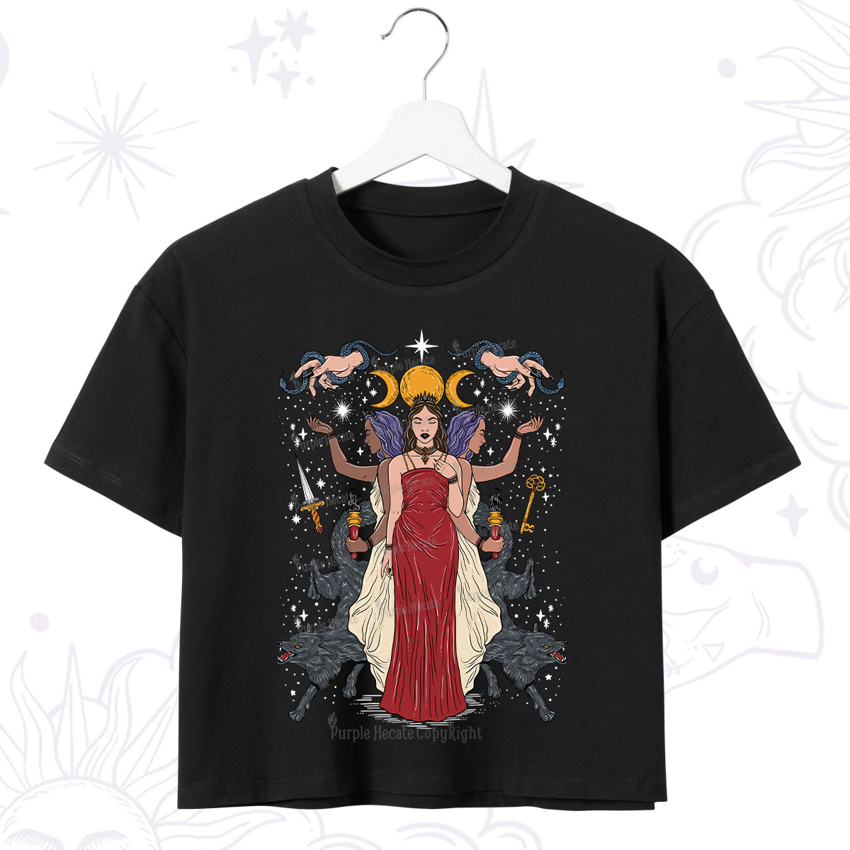 Purplehecate The Triple Goddess Hecate Crop T-Shirt