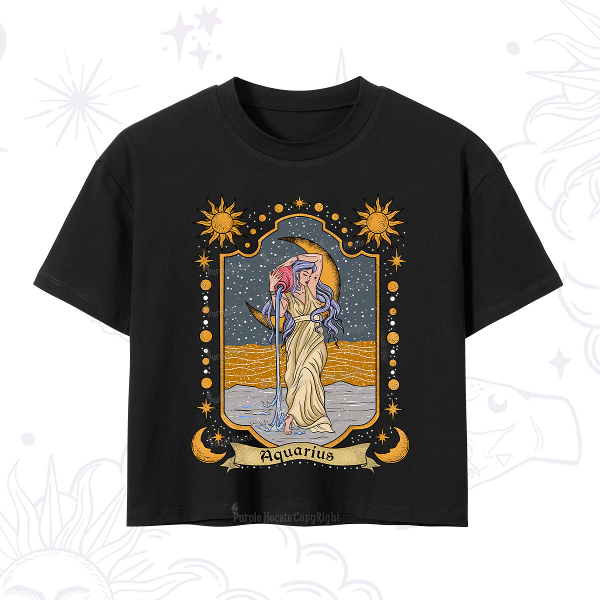 Purplehecate Aquarius Zodiac Crop T-Shirt