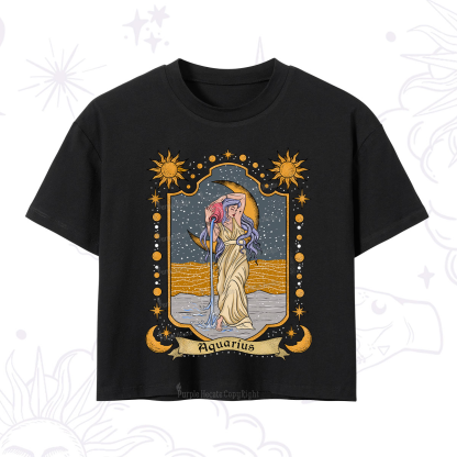 Purplehecate Aquarius Zodiac Crop T-Shirt