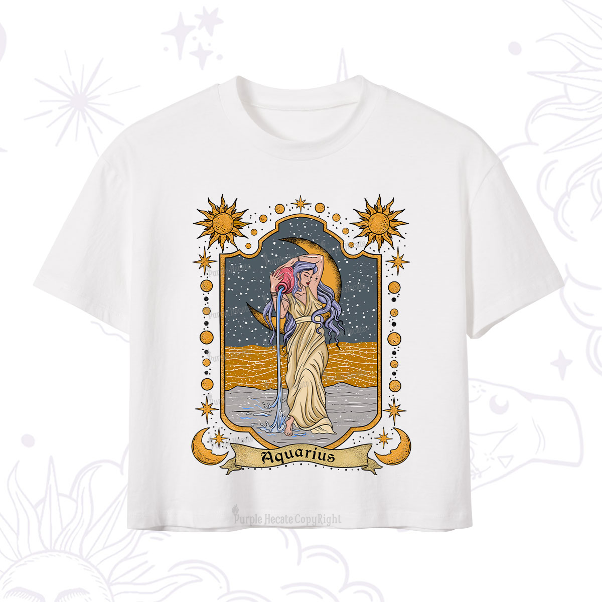Purplehecate Aquarius Zodiac Crop T-Shirt