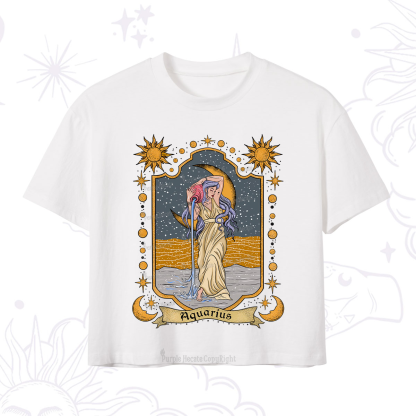 Purplehecate Aquarius Zodiac Crop T-Shirt