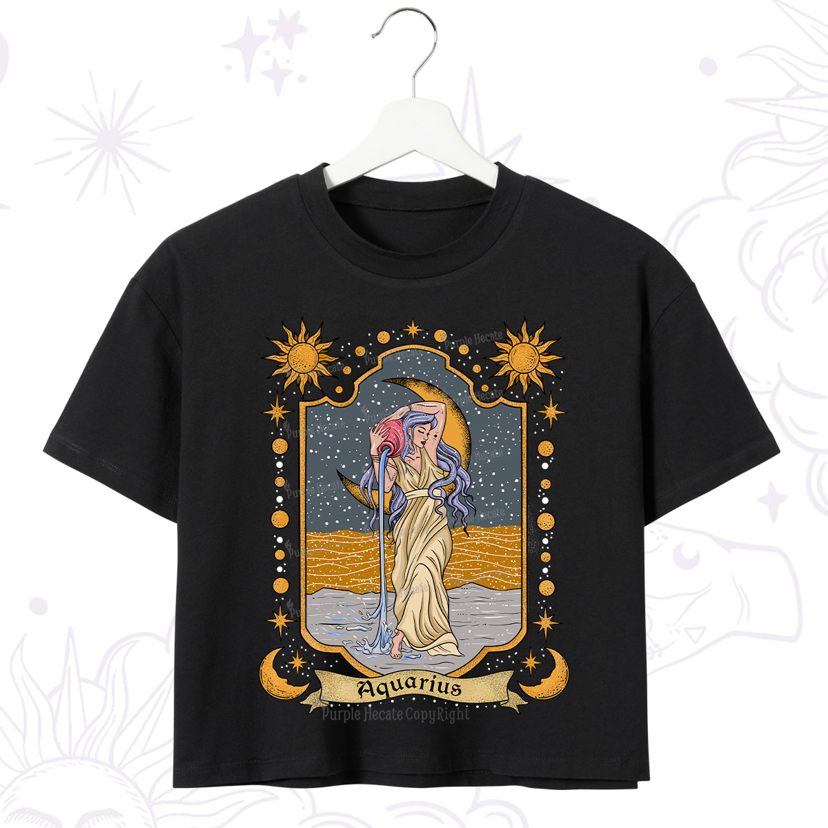 Purplehecate Aquarius Zodiac Crop T-Shirt