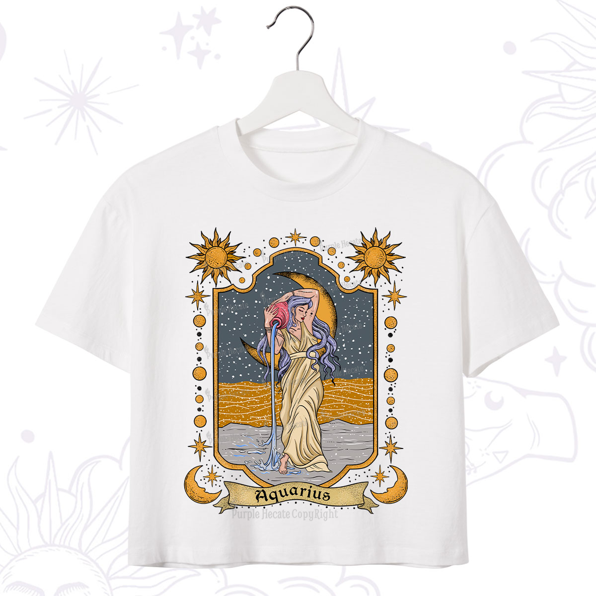 Purplehecate Aquarius Zodiac Crop T-Shirt