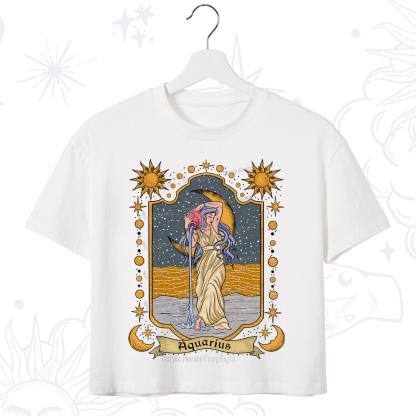 Purplehecate Aquarius Zodiac Crop T-Shirt