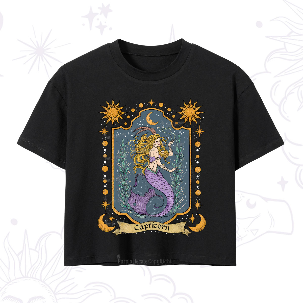 Purplehecate Capricorn Zodiac Crop T-Shirt