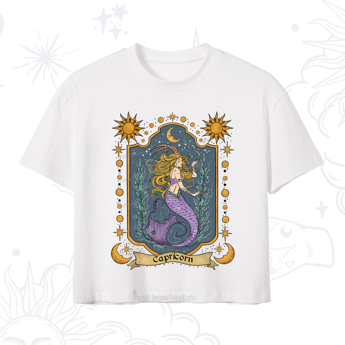 Purplehecate Capricorn Zodiac Crop T-Shirt