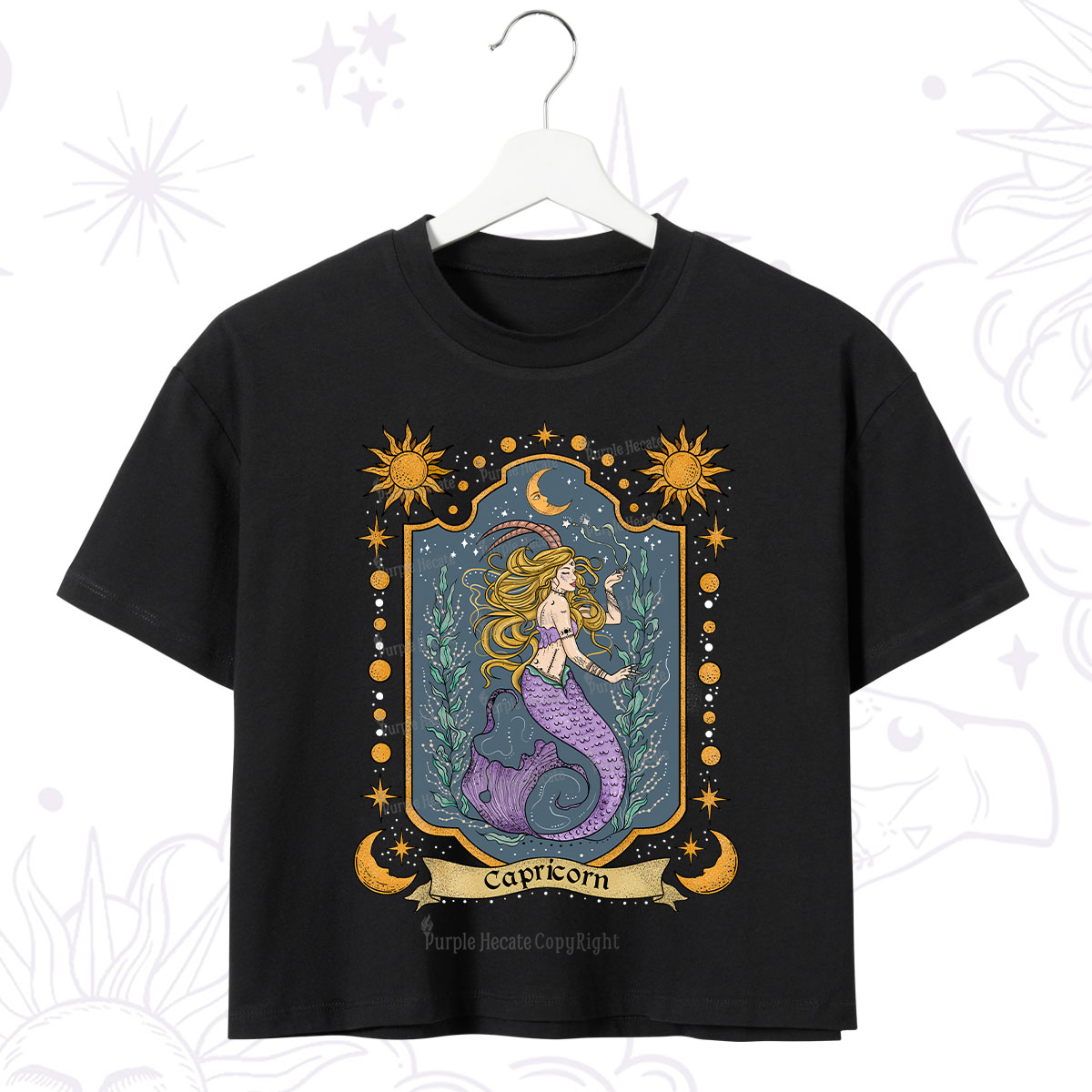 Purplehecate Capricorn Zodiac Crop T-Shirt