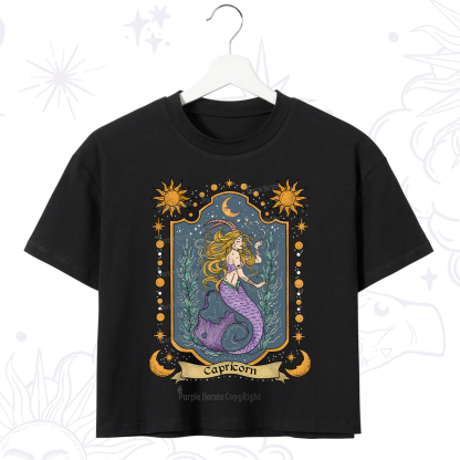 Purplehecate Capricorn Zodiac Crop T-Shirt