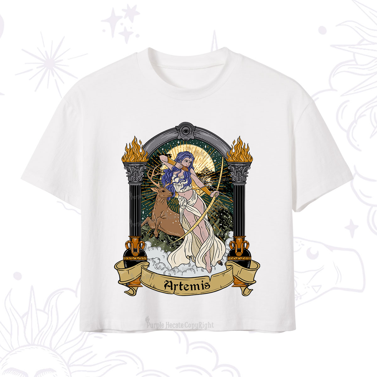 Purplehecate The Huntress Goddess Artemis Crop T-Shirt