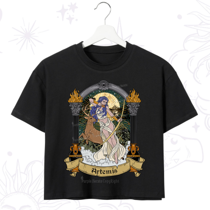 Purplehecate The Huntress Goddess Artemis Crop T-Shirt